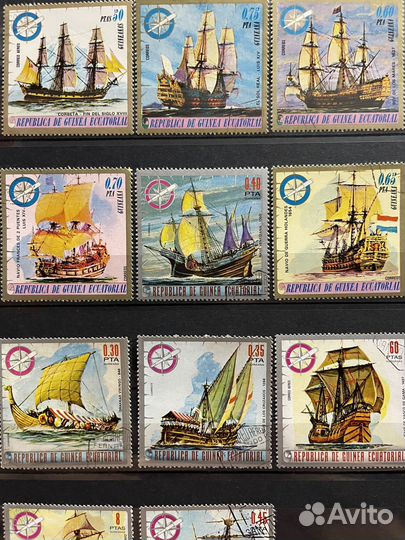 Красивые 2 серии марок. Парусники