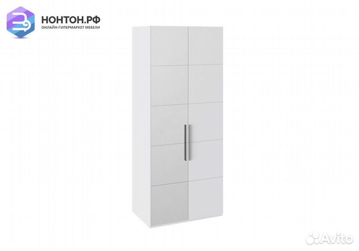 Шкаф 2-дверный Наоми с зеркалом слева белый глянец