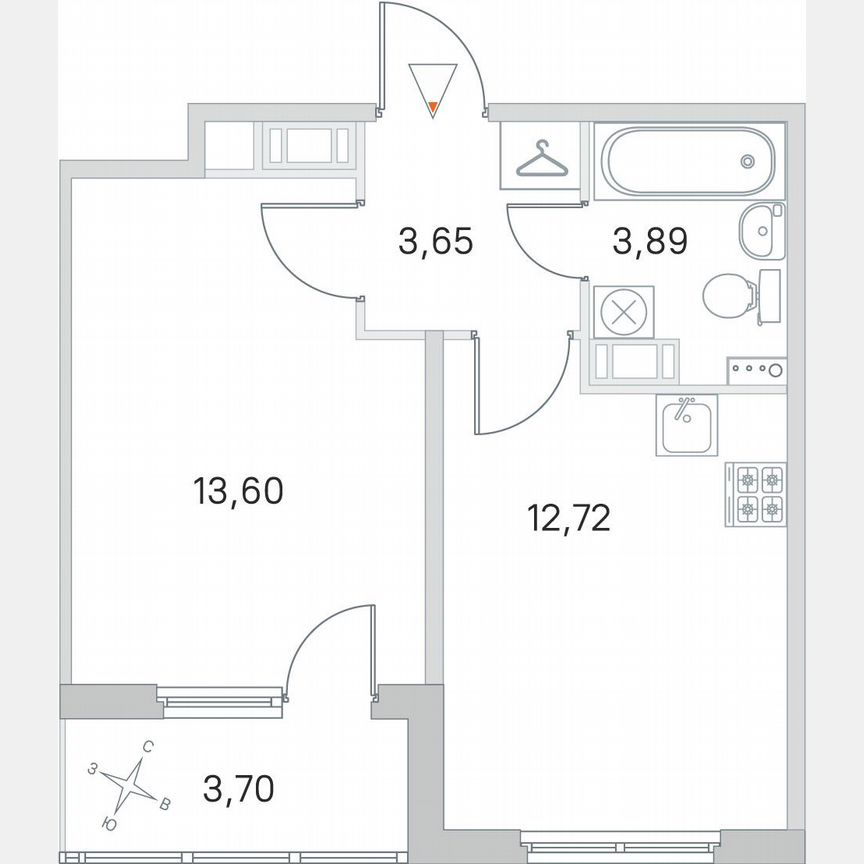 1-к. квартира, 35,7 м², 4/4 эт.