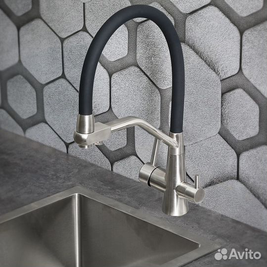 Смеситель д/кухни с гибким изливом и фильтром пит