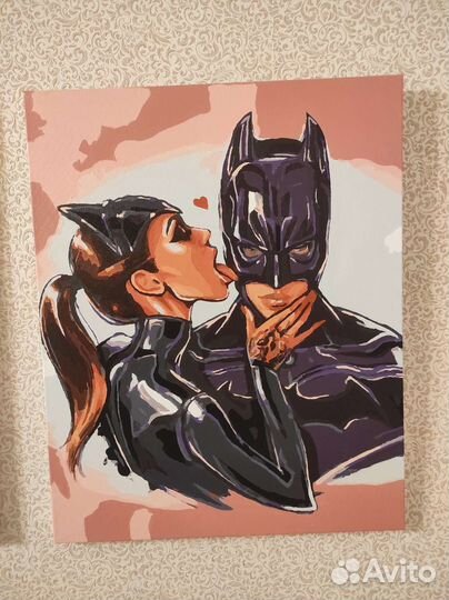 Картина бетмен и женщина кошка акрил декор