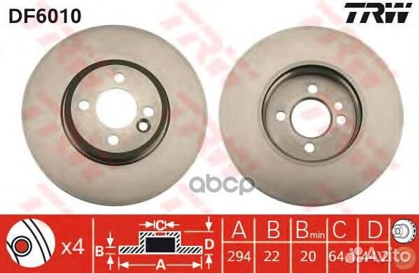 DF6010 Диск тормозной mini cooper/ONE 01- перед