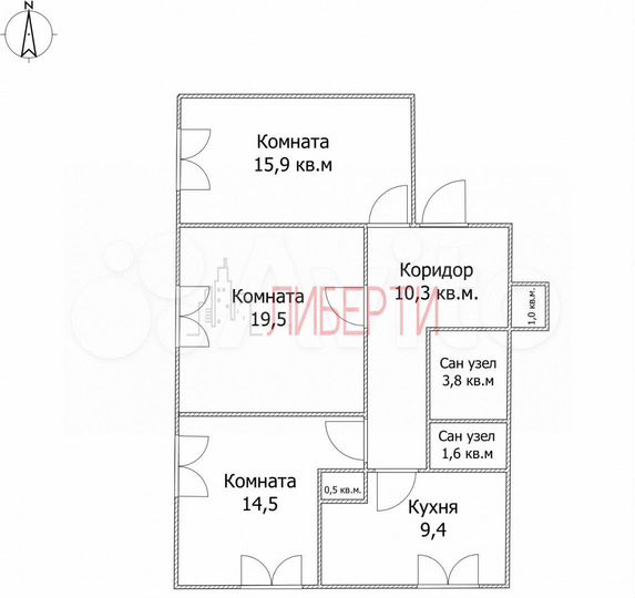 3-к. квартира, 76,5 м², 1/2 эт.