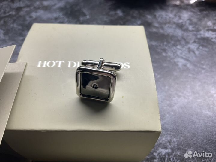 Запонки серебро с бриллиантом