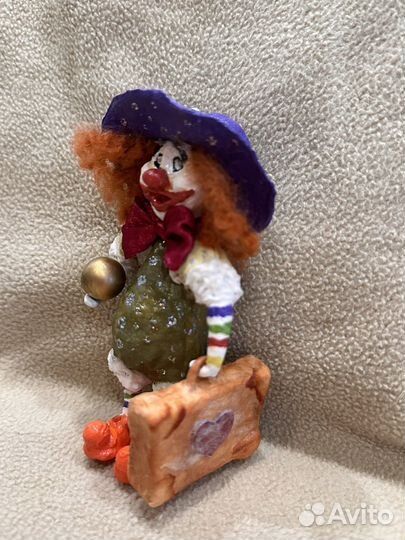 Елочная игрушка клоун из ваты