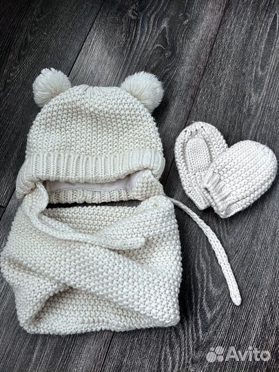 Комплект шапка, снуд и варежки