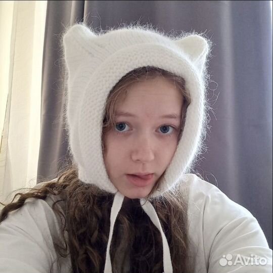 Чепчик с ушками Ангора и шерсть