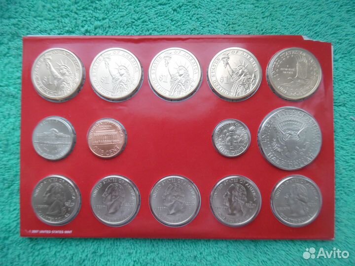 Монеты США годовой набор 2007 год