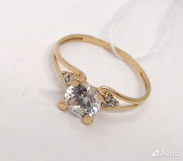 Кольцо / размер 18 / 1,46г / Золото585 / фианиты круглые