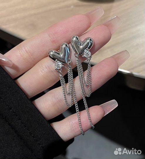 Серьги серебряное сердце