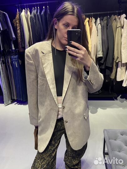 Винтажный оверсайз пиджак из микровельвета