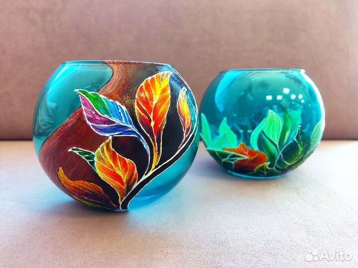 Ваза ручной работы. Декор. Стекло. Роспись