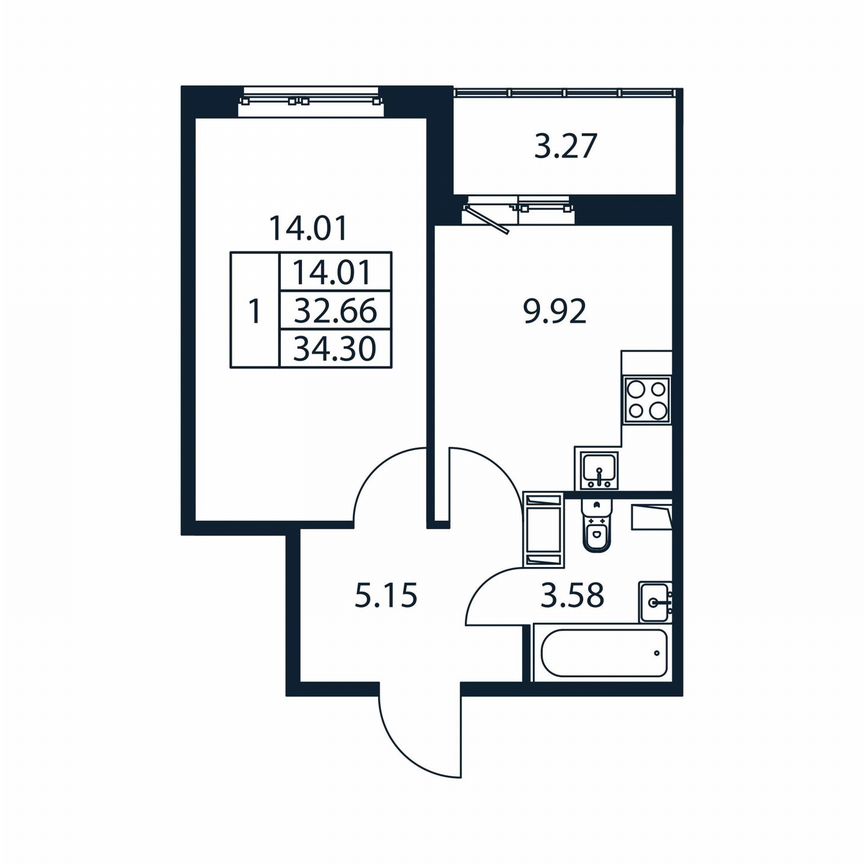 1-к. квартира, 35,9 м², 12/12 эт.