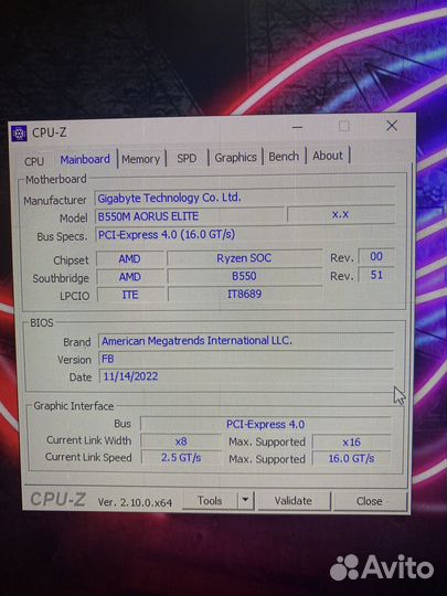 Материнская плата am4 b550 aorus elite