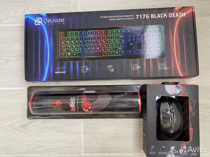 Клавиатура, мышь и коврик