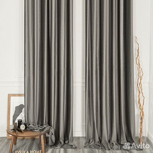 Портьеры бархат Беллиссимо Стальной шторы