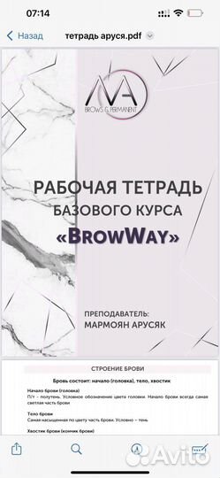 Рабочая тетрадь бровиста