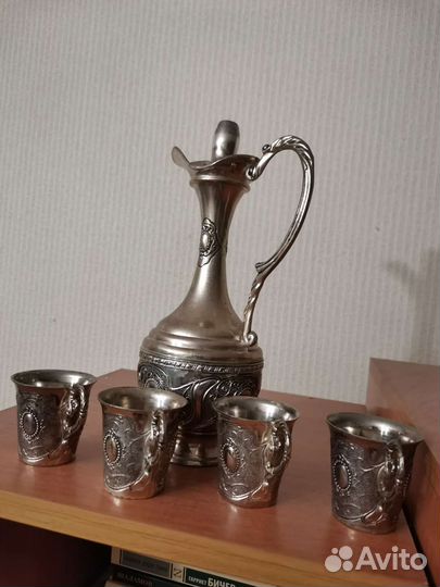 Графин, 4 стопки из пищевого олова