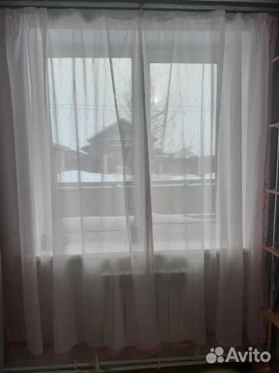 Комплект нежнорозовой портьеры из льна