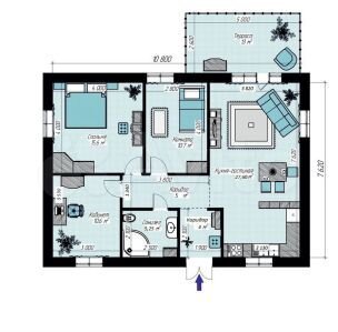 Коттедж 96 м² на участке 7 сот.