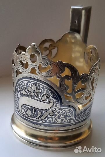 Подстаканник. СССР. Серебро 875 проба. Чернение
