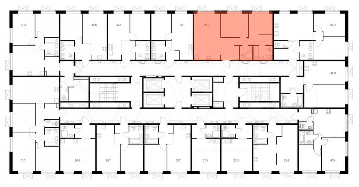 2-к. квартира, 59,7 м², 23/25 эт.