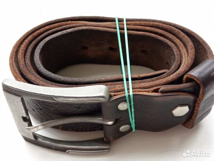 Мужской ремень натуральная кожа, коричневый