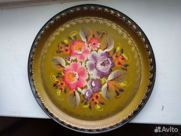 Подносы расписные поднос металлический