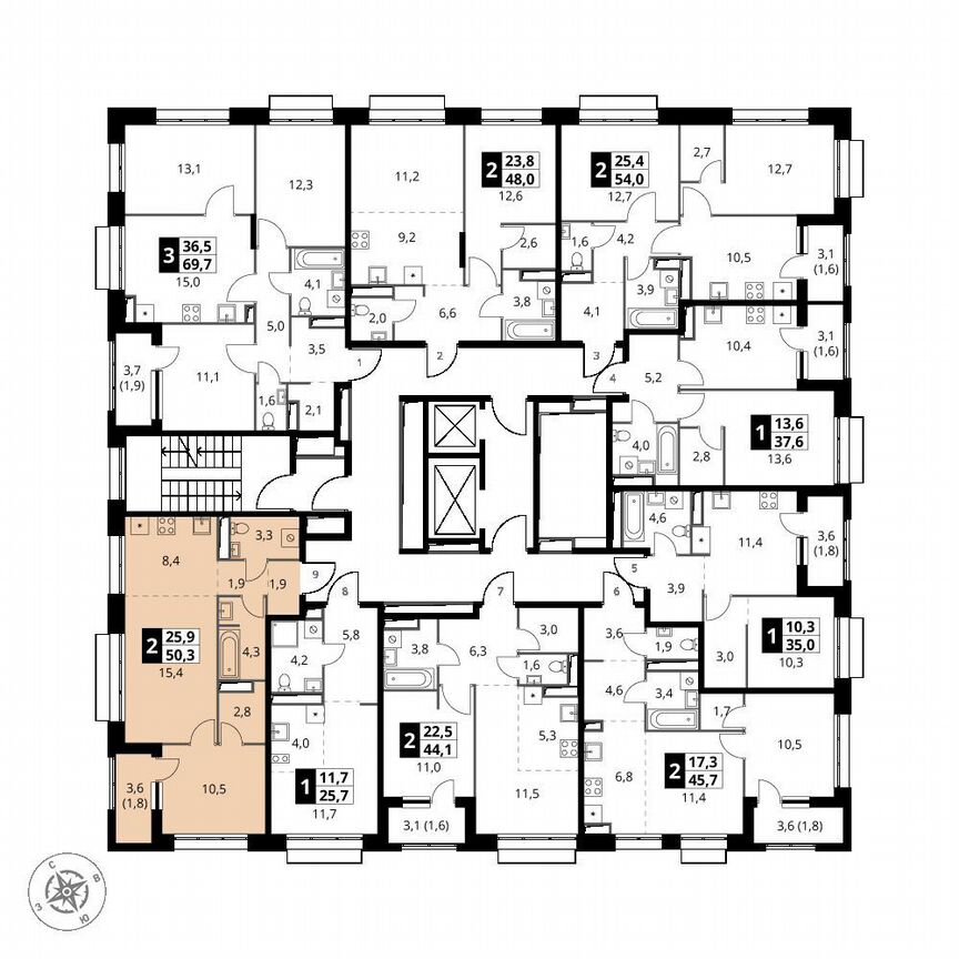 1-к. квартира, 50,3 м², 3/21 эт.