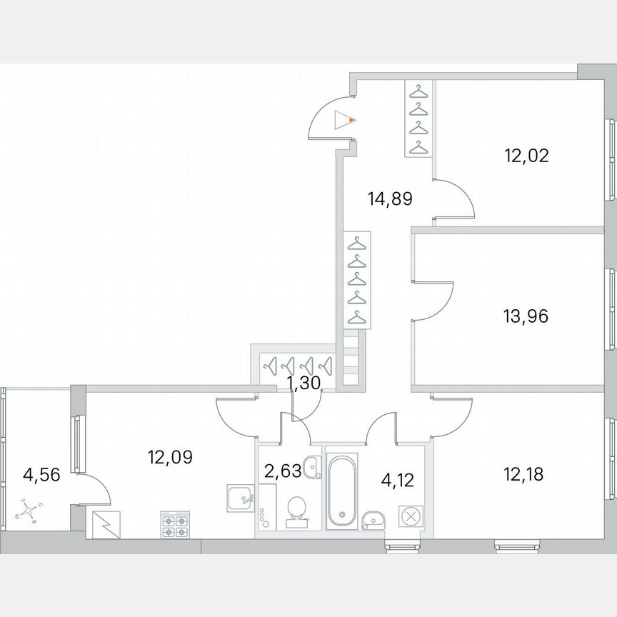 3-к. квартира, 75,5 м², 2/5 эт.