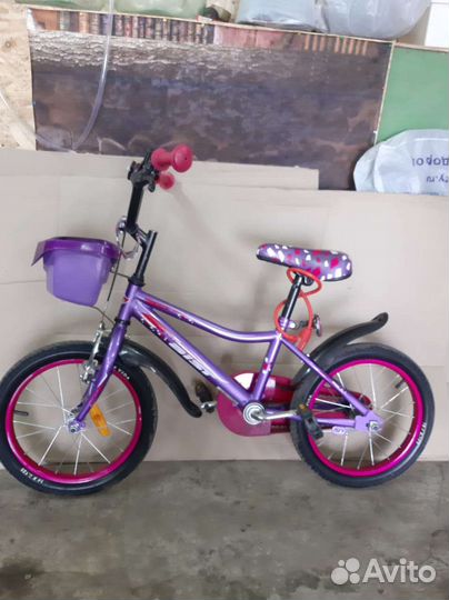 Детский велосипед для девочки 16, 4 колеса