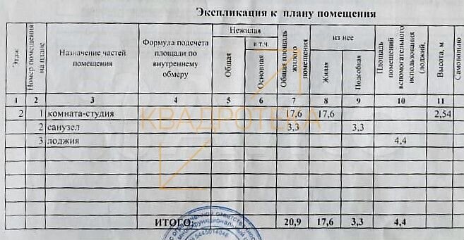 Квартира-студия, 20,9 м², 2/3 эт.