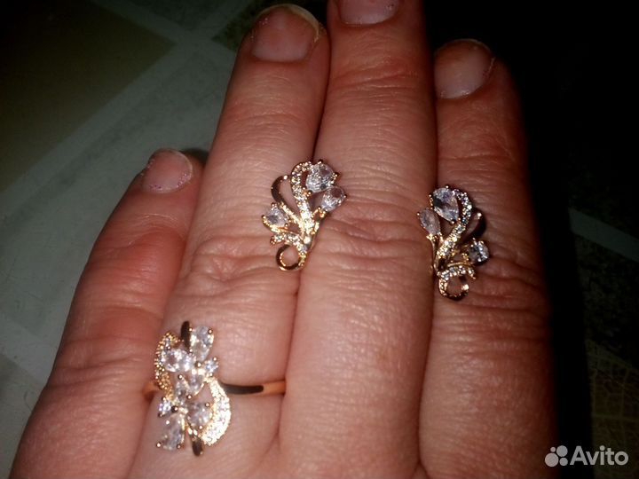 Комплект серьги и кольцо