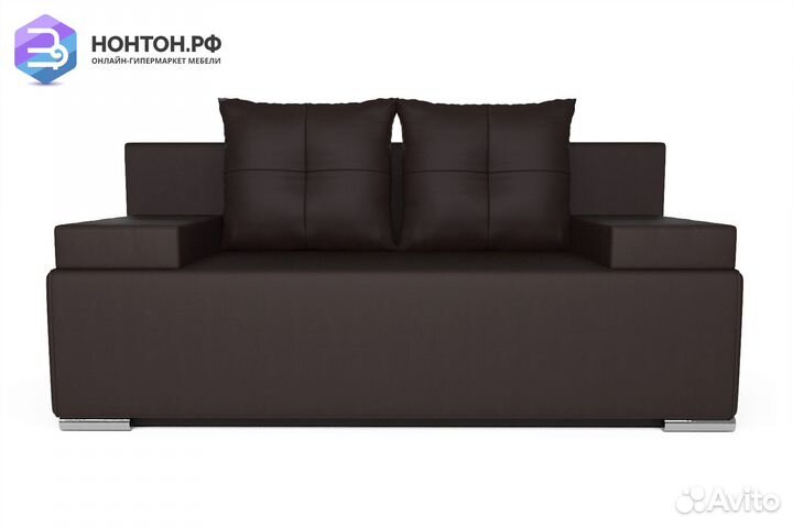 Диван еврокнижка Мадейра экокожа коричневая