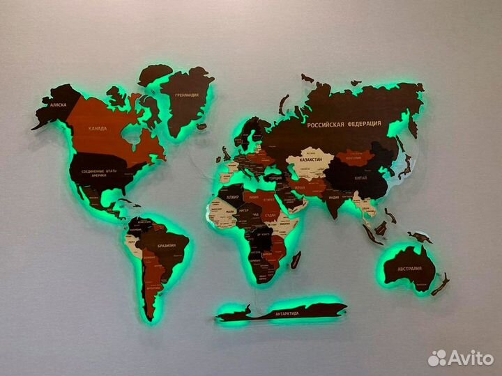 Карта мира из дерева Самара