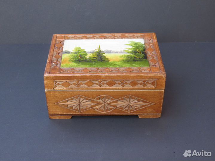 Шкатулка с пейзажем артель «Победа» 1950г