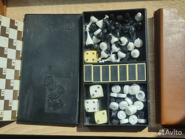 Набор дорожных игр СССР шахматы, шашки, домино