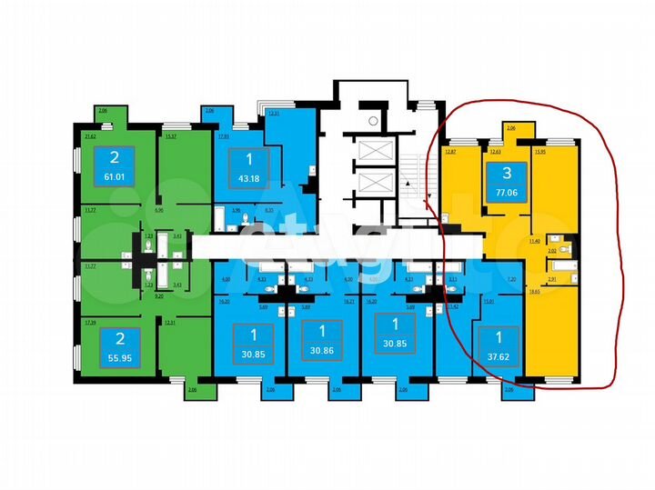 3-к. квартира, 77,1 м², 5/25 эт.