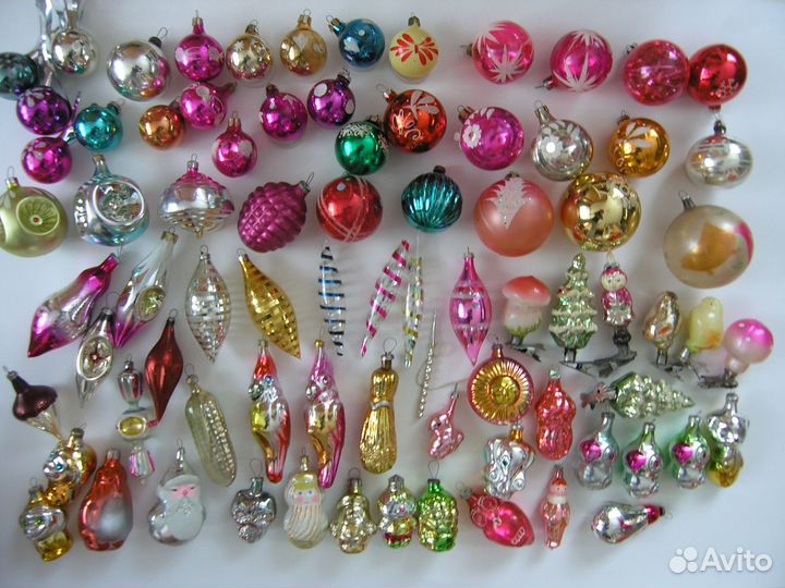 Елочные украшения из стекла, ваты СССР 7