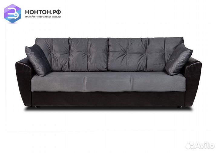 Диван еврокнижка Мадейра Lux серый / черный