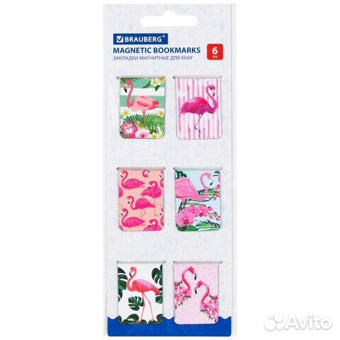 Закладки книг магнитные, flamingo, набор 6 шт., 35