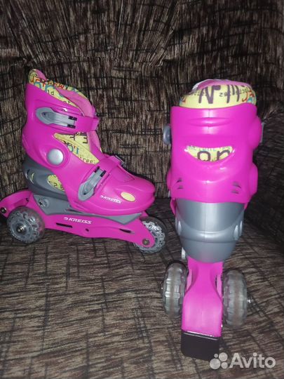 Роликовые коньки для девочки и защита