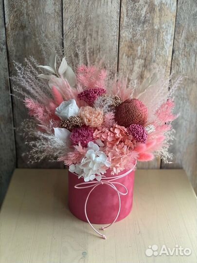 Цветочные композиции в шляпных коробках