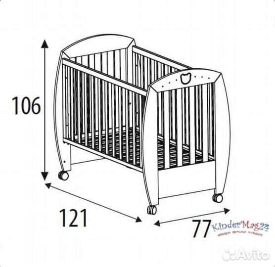 Детская кроватка 120х60 с маятником и матрасом