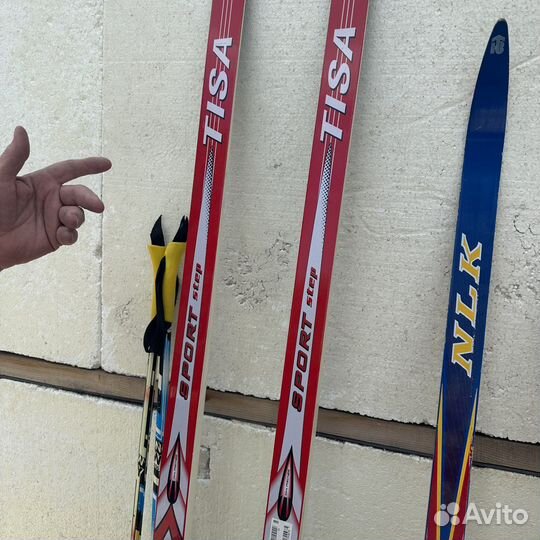 Лыжи беговые с ботинками и палками