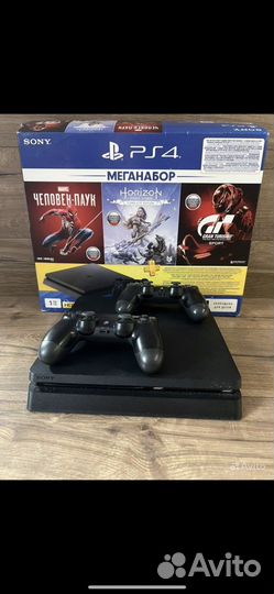 Sony playstation 4 slim 1tb+2геймпада+2диска