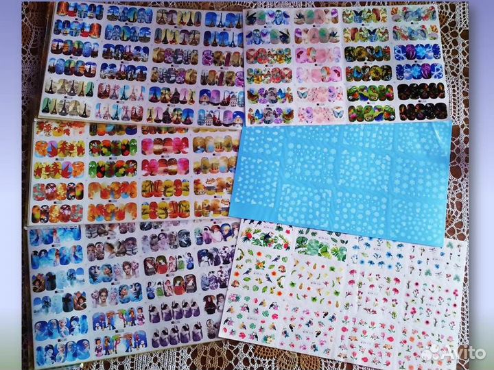 Слайдеры тематические для маникюра ногтей 12штук