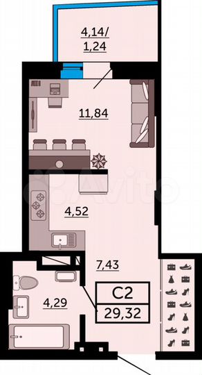 Квартира-студия, 29,2 м², 13/27 эт.