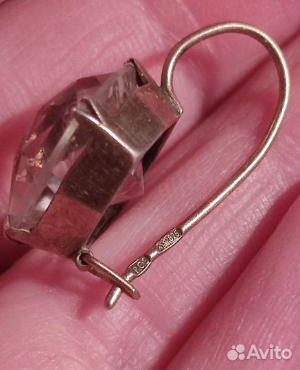 Серьги с горным хрусталем. Серебро 875