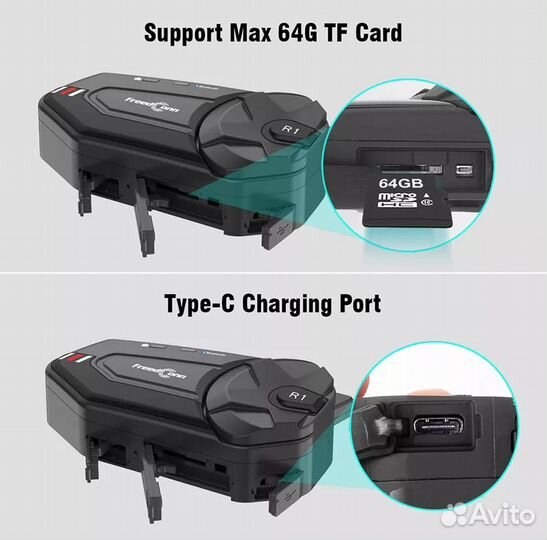 Мотогарнитура FreedConn R1+, блютус wifi видеореги